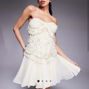 ASOS white beaded pearl dress
